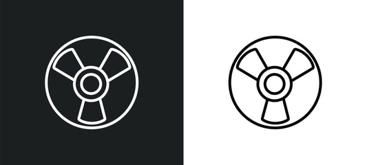 Poster - radioactive line icon in white and black colors. radioactive flat vector icon from radioactive collection for web, mobile apps and ui.