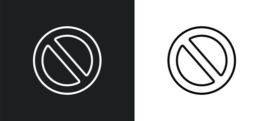 Poster - prohibition circle line icon in white and black colors. prohibition circle flat vector icon from prohibition circle collection for web, mobile apps and ui.