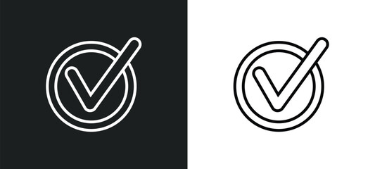 Poster - tick line icon in white and black colors. tick flat vector icon from tick collection for web, mobile apps and ui.