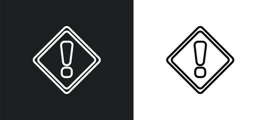 Poster - exclamation line icon in white and black colors. exclamation flat vector icon from exclamation collection for web, mobile apps and ui.