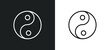 yin and yang line icon in white and black colors. yin and yang flat vector icon from yin yang collection for web, mobile apps ui.