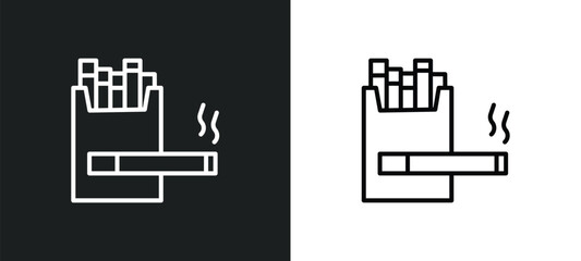 Poster - cigarettes line icon in white and black colors. cigarettes flat vector icon from cigarettes collection for web, mobile apps and ui.