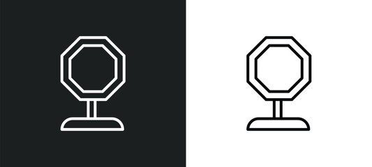 Poster - pit stop line icon in white and black colors. pit stop flat vector icon from pit stop collection for web, mobile apps and ui.