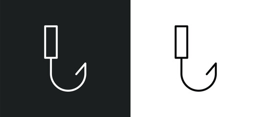 Poster - no hooks line icon in white and black colors. no hooks flat vector icon from no hooks collection for web, mobile apps and ui.
