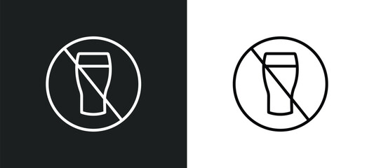 Poster - allowed drinking line icon in white and black colors. allowed drinking flat vector icon from allowed drinking collection for web, mobile apps and ui.