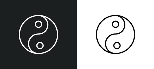 Wall Mural - yin and yang line icon in white and black colors. yin and yang flat vector icon from yin yang collection for web, mobile apps ui.