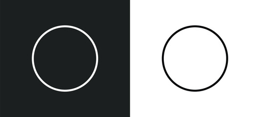 Poster - blank circle line icon in white and black colors. blank circle flat vector icon from blank circle collection for web, mobile apps and ui.