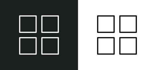 Poster - four squares line icon in white and black colors. four squares flat vector icon from four squares collection for web, mobile apps and ui.