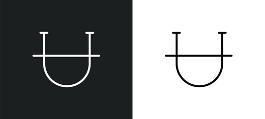 Poster - strike through line icon in white and black colors. strike through flat vector icon from strike through collection for web, mobile apps and ui.