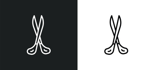 Poster - scissors line icon in white and black colors. scissors flat vector icon from scissors collection for
