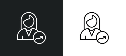 Aufkleber - woman success line icon in white and black colors. woman success flat vector icon from woman success collection for web, mobile apps and ui.
