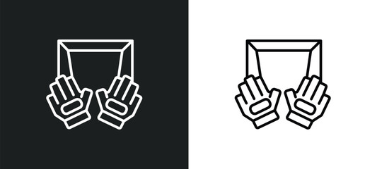 Poster - goalkeeper line icon in white and black colors. goalkeeper flat vector icon from goalkeeper collection for web, mobile apps and ui.