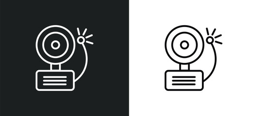 Poster - emergency bell line icon in white and black colors. emergency bell flat vector icon from emergency bell collection for web, mobile apps and ui.