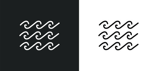 Aufkleber - tide line icon in white and black colors. tide flat vector icon from tide collection for web, mobile