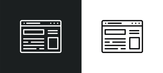 Poster - site line icon in white and black colors. site flat vector icon from site collection for web, mobile