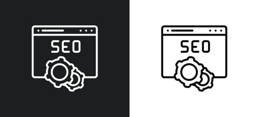Poster - seo and web line icon in white and black colors. seo and web flat vector icon from seo web collection for mobile apps ui.