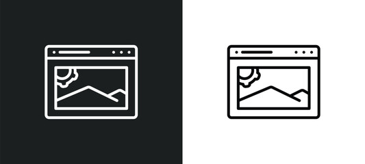 Poster - image line icon in white and black colors. image flat vector icon from image collection for web, mobile apps and ui.