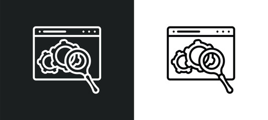 Poster - monitoring line icon in white and black colors. monitoring flat vector icon from monitoring collection for web, mobile apps and ui.