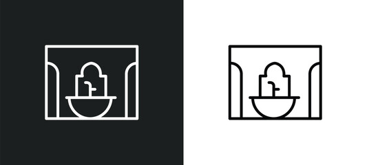 Poster - hamam line icon in white and black colors. hamam flat vector icon from hamam collection for web, mob
