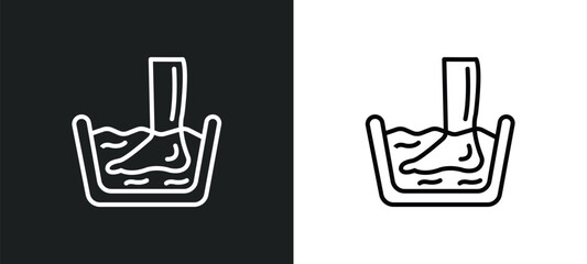 Poster - foot bath line icon in white and black colors. foot bath flat vector icon from foot bath collection for web, mobile apps and ui.