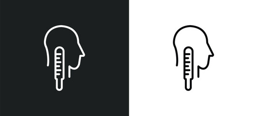 Poster - core temperature line icon in white and black colors. core temperature flat vector icon from core temperature collection for web, mobile apps and ui.