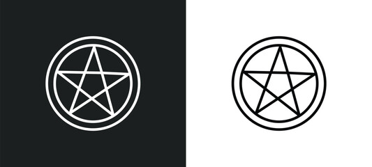 Wall Mural - satanism line icon in white and black colors. satanism flat vector icon from satanism collection for web, mobile apps and ui.