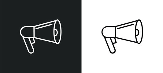 Poster - advertisement line icon in white and black colors. advertisement flat vector icon from advertisement