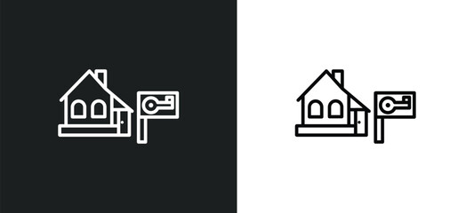 Poster - for rent line icon in white and black colors. for rent flat vector icon from for rent collection web, mobile apps and ui.