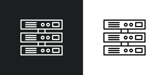 Poster - server line icon in white and black colors. server flat vector icon from server collection for web, mobile apps and ui.