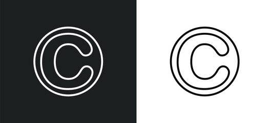 Poster - copyright line icon in white and black colors. copyright flat vector icon from copyright collection for web, mobile apps and ui.