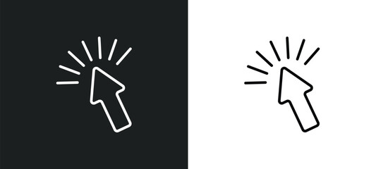 Poster - click line icon in white and black colors. click flat vector icon from click collection for web, mobile apps and ui.