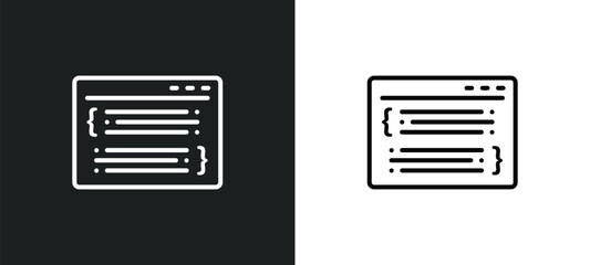 Poster - code listing line icon in white and black colors. code listing flat vector icon from code listing collection for web, mobile apps and ui.