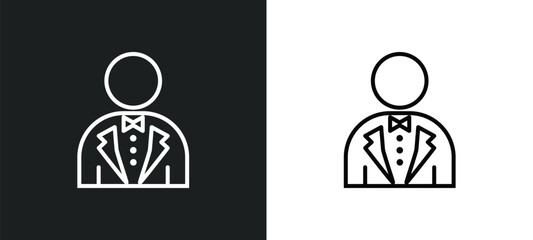 Aufkleber - butler line icon in white and black colors. butler flat vector icon from butler collection for web, mobile apps and ui.