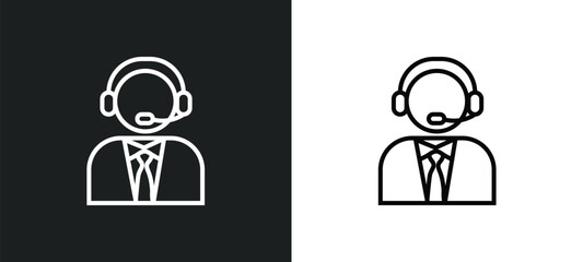 Poster - callcenter line icon in white and black colors. callcenter flat vector icon from callcenter collection for web, mobile apps and ui.