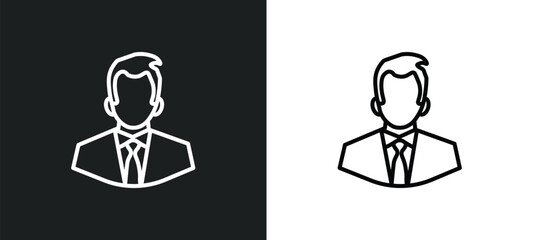 Aufkleber - businessman line icon in white and black colors. businessman flat vector icon from businessman collection for web, mobile apps and ui.