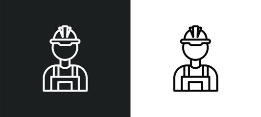 Poster - builder line icon in white and black colors. builder flat vector icon from builder collection for web, mobile apps and ui.
