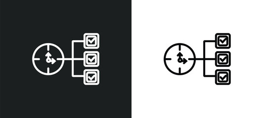 Poster - time hierarchy line icon in white and black colors. time hierarchy flat vector icon from time hierarchy collection for web, mobile apps and ui.