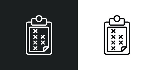 Poster - task page with marks line icon in white and black colors. task page with marks flat vector icon from task page with marks collection for web, mobile apps and ui.