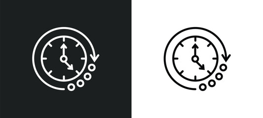 Poster - time passing line icon in white and black colors. time passing flat vector icon from time passing co