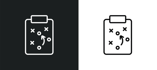 Poster - tactics line icon in white and black colors. tactics flat vector icon from tactics collection for web, mobile apps and ui.
