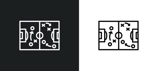 Poster - soccer tactics diagram line icon in white and black colors. soccer tactics diagram flat vector icon from soccer tactics diagram collection for web, mobile apps and ui.