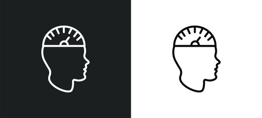 Poster - mind tachometer line icon in white and black colors. mind tachometer flat vector icon from mind tach