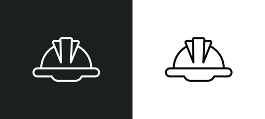 Poster - hard hat line icon in white and black colors. hard hat flat vector icon from hard hat collection for web, mobile apps and ui.