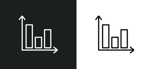 Poster - bar graph line icon in white and black colors. bar graph flat vector icon from bar graph collection for web, mobile apps and ui.