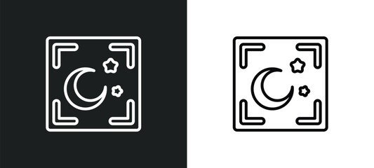 Poster - night mode line icon in white and black colors. night mode flat vector icon from night mode collection for web, mobile apps and ui.