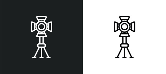 Poster - spotlight line icon in white and black colors. spotlight flat vector icon from spotlight collection for web, mobile apps and ui.