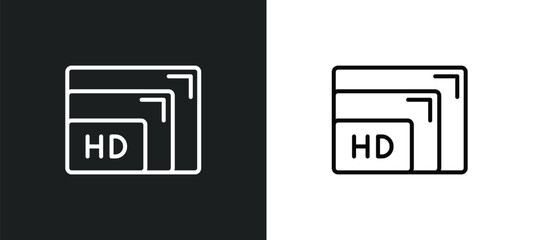 Poster - resolution line icon in white and black colors. resolution flat vector icon from resolution collection for web, mobile apps and ui.