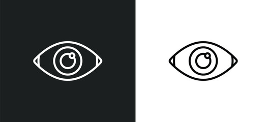 Poster - red eye line icon in white and black colors. red eye flat vector icon from red eye collection for we