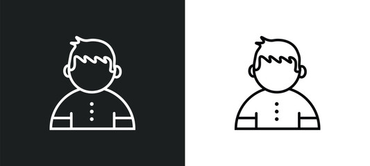 Poster - boy kid avatar line icon in white and black colors. boy kid avatar flat vector icon from boy kid avatar collection for web, mobile apps and ui.