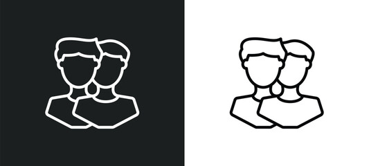 Poster - relations line icon in white and black colors. relations flat vector icon from relations collection for web, mobile apps and ui.